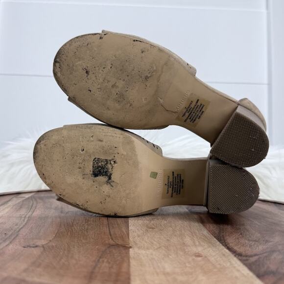 Express Shoes Womens Size 7 Block Heel Sandals Cutout Peep Toe Ankle Strap Dress - Picture 7 of 8